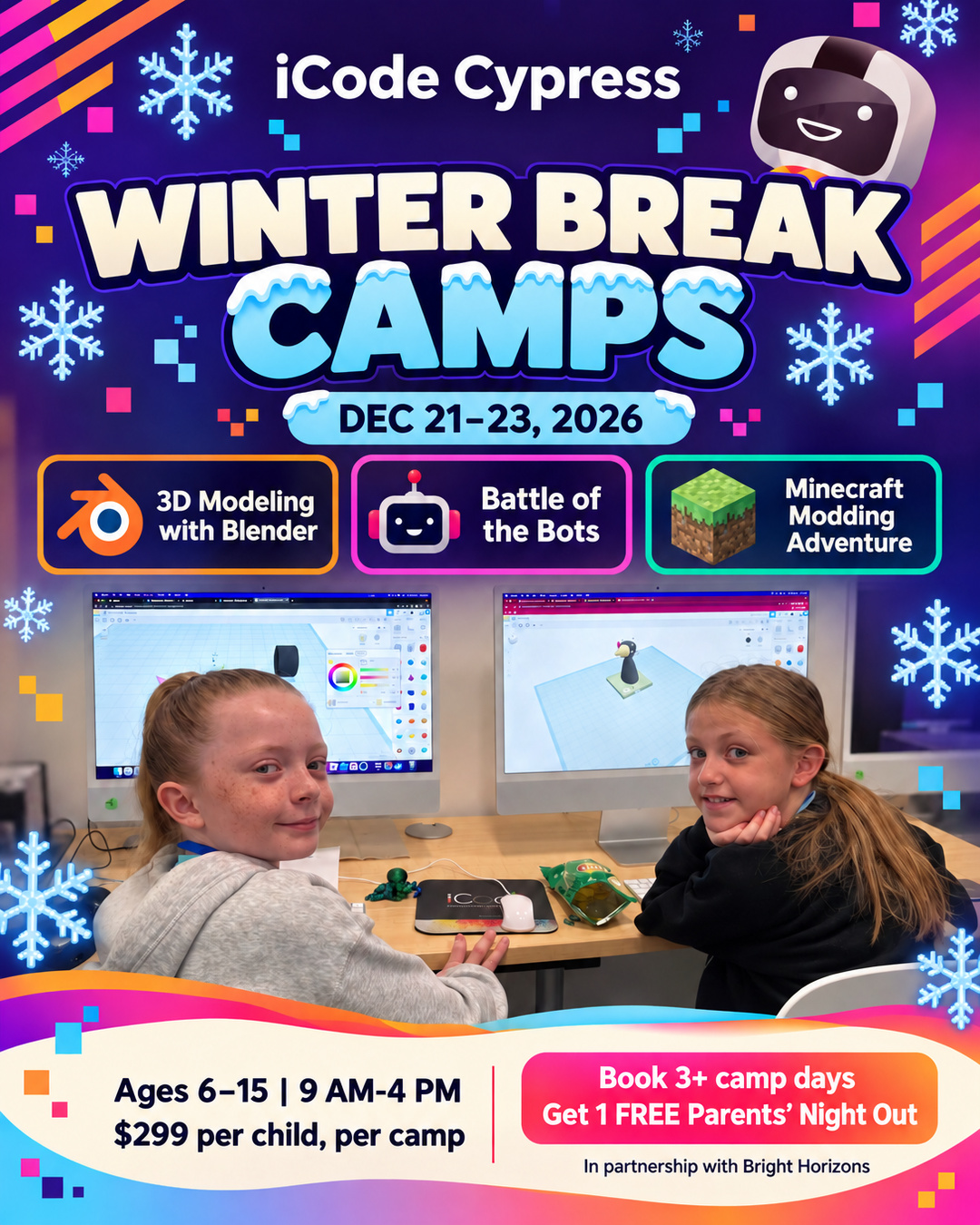 Winter Break Camps 2026 in Cypress, TX: Coding, Robotics and Creative Holiday Fun