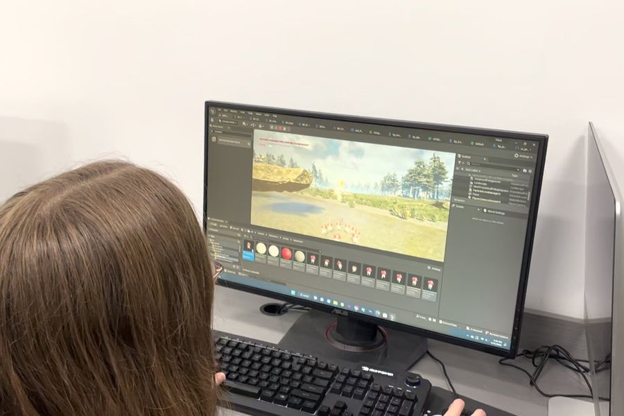 A 3D game world built in a professional game engine