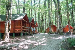 Cabins at an overnight summer camp