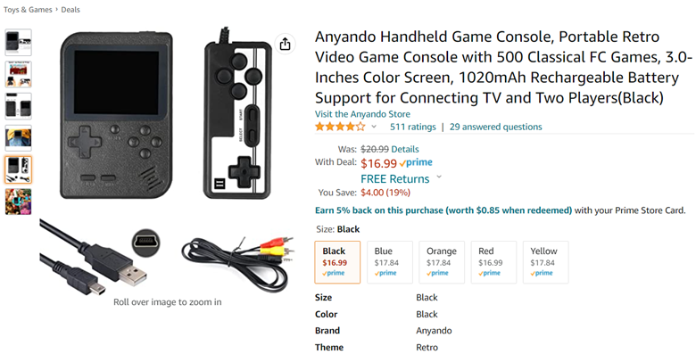 Video Game Deal - Anyando Handheld Game Console